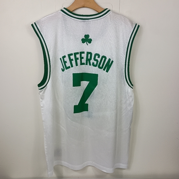 Boston Celtics Al Jefferson Jersey Large White Green Reebok NBA #7 Vintage - Picture 3 of 9